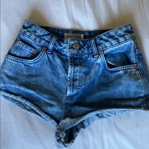 Topshop mid waisted jean shorts
